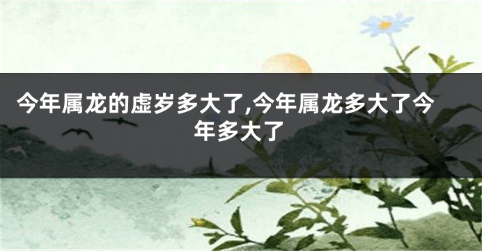 今年属龙的虚岁多大了,今年属龙多大了今年多大了