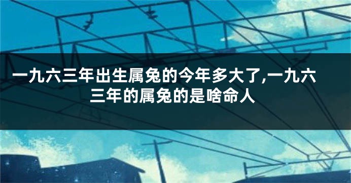 一九六三年出生属兔的今年多大了,一九六三年的属兔的是啥命人