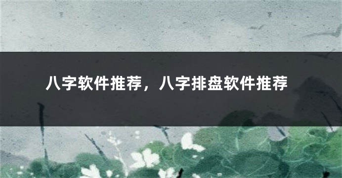 八字软件推荐，八字排盘软件推荐