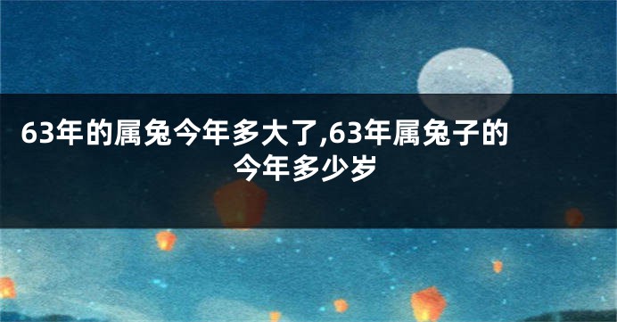 63年的属兔今年多大了,63年属兔子的今年多少岁
