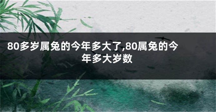 80多岁属兔的今年多大了,80属兔的今年多大岁数