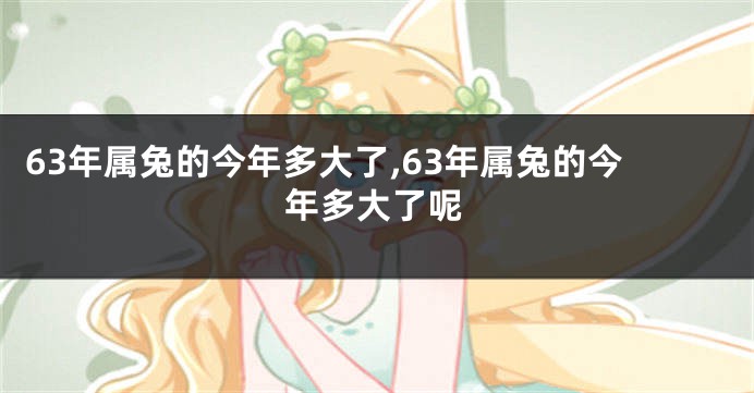 63年属兔的今年多大了,63年属兔的今年多大了呢