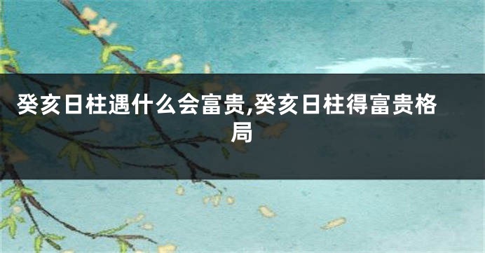 癸亥日柱遇什么会富贵,癸亥日柱得富贵格局