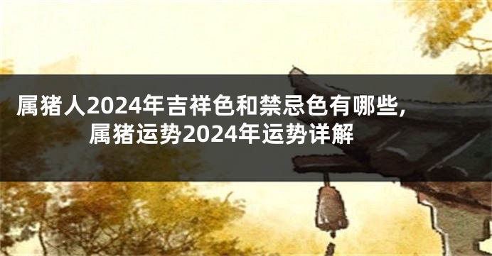 属猪人2024年吉祥色和禁忌色有哪些,属猪运势2024年运势详解