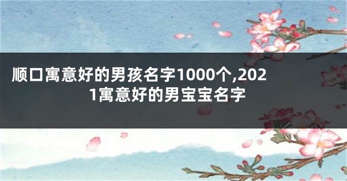 顺口寓意好的男孩名字1000个,2021寓意好的男宝宝名字