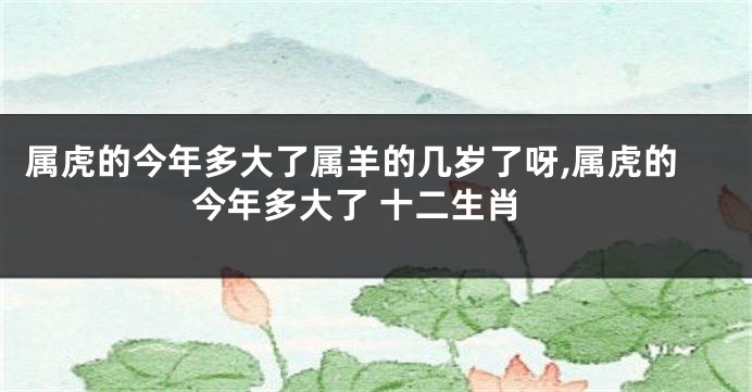 属虎的今年多大了属羊的几岁了呀,属虎的今年多大了 十二生肖