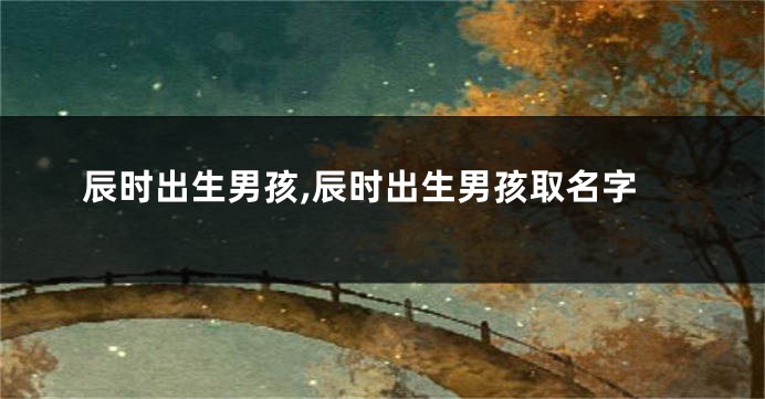 辰时出生男孩,辰时出生男孩取名字