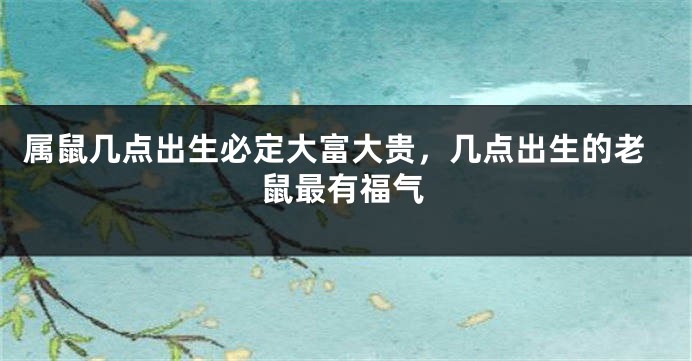 属鼠几点出生必定大富大贵，几点出生的老鼠最有福气