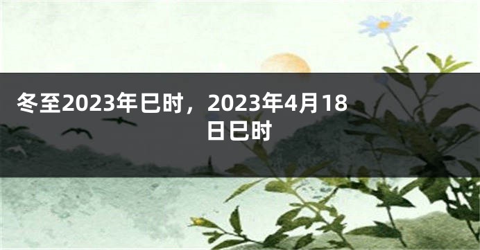 冬至2023年巳时，2023年4月18日巳时
