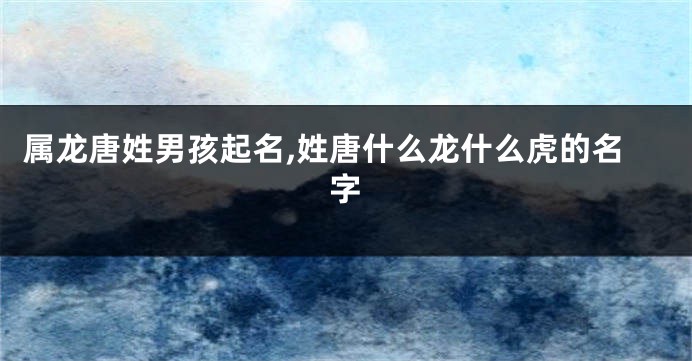 属龙唐姓男孩起名,姓唐什么龙什么虎的名字