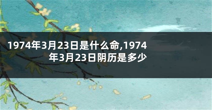 1974年3月23日是什么命,1974年3月23日阴历是多少