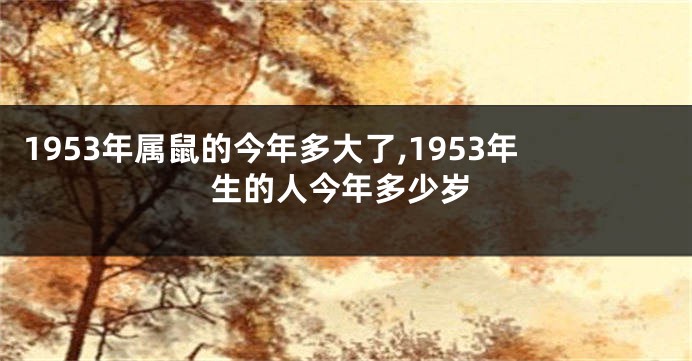 1953年属鼠的今年多大了,1953年生的人今年多少岁