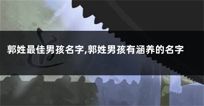 郭姓最佳男孩名字,郭姓男孩有涵养的名字