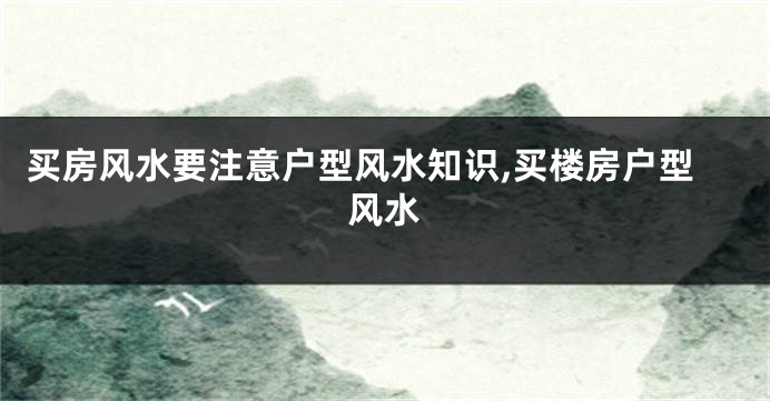 买房风水要注意户型风水知识,买楼房户型风水