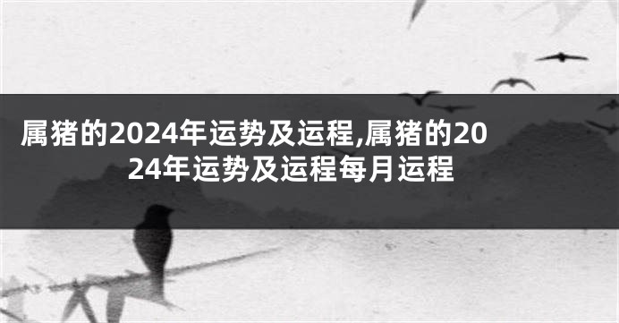 属猪的2024年运势及运程,属猪的2024年运势及运程每月运程