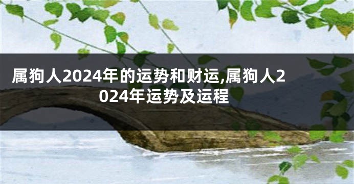 属狗人2024年的运势和财运,属狗人2024年运势及运程