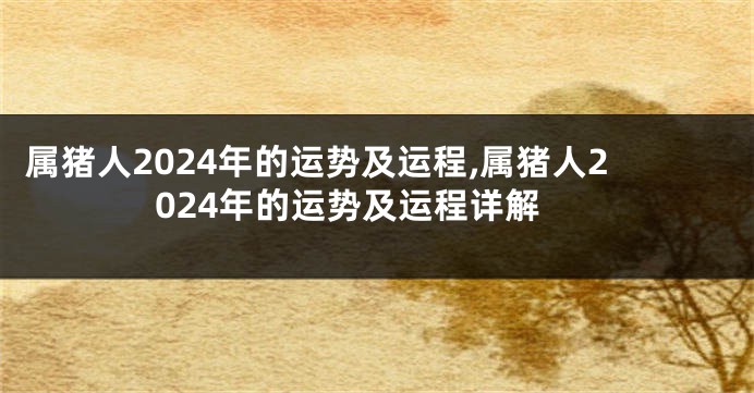 属猪人2024年的运势及运程,属猪人2024年的运势及运程详解