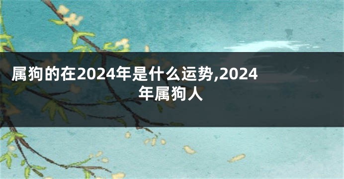 属狗的在2024年是什么运势,2024年属狗人
