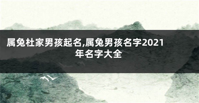 属兔杜家男孩起名,属兔男孩名字2021年名字大全