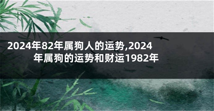 2024年82年属狗人的运势,2024年属狗的运势和财运1982年