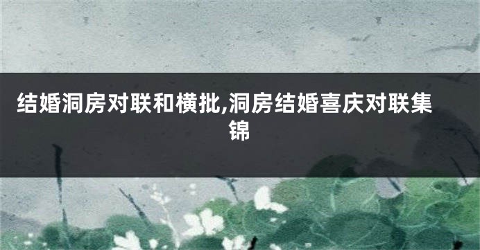 结婚洞房对联和横批,洞房结婚喜庆对联集锦