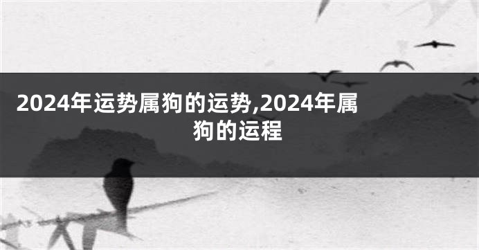 2024年运势属狗的运势,2024年属狗的运程