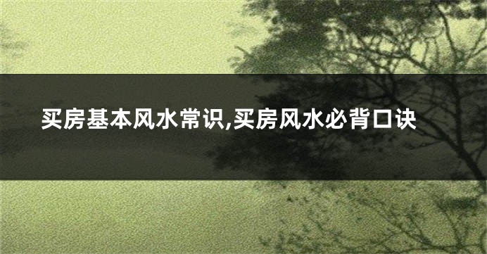 买房基本风水常识,买房风水必背口诀
