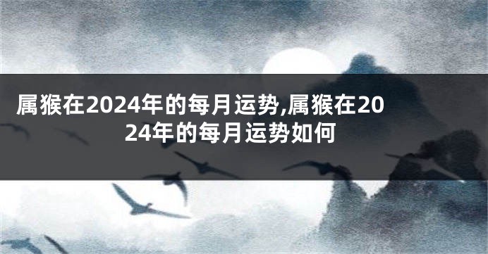 属猴在2024年的每月运势,属猴在2024年的每月运势如何