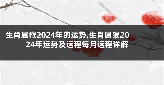 生肖属猴2024年的运势,生肖属猴2024年运势及运程每月运程详解