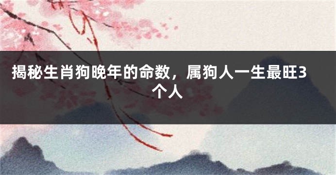 揭秘生肖狗晚年的命数，属狗人一生最旺3个人