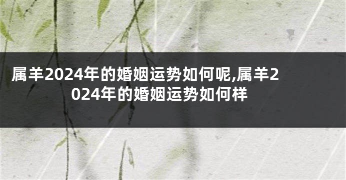 属羊2024年的婚姻运势如何呢,属羊2024年的婚姻运势如何样