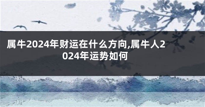 属牛2024年财运在什么方向,属牛人2024年运势如何