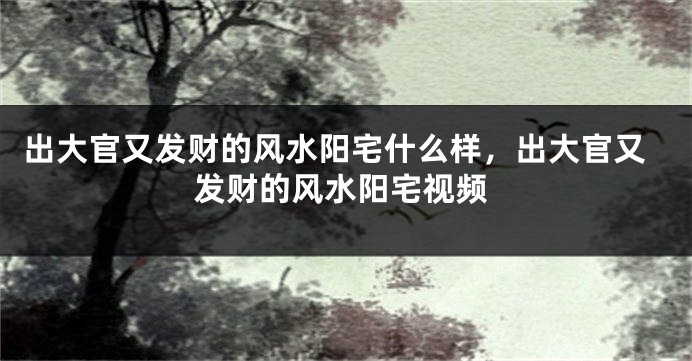 出大官又发财的风水阳宅什么样，出大官又发财的风水阳宅视频