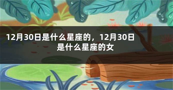 12月30日是什么星座的，12月30日是什么星座的女