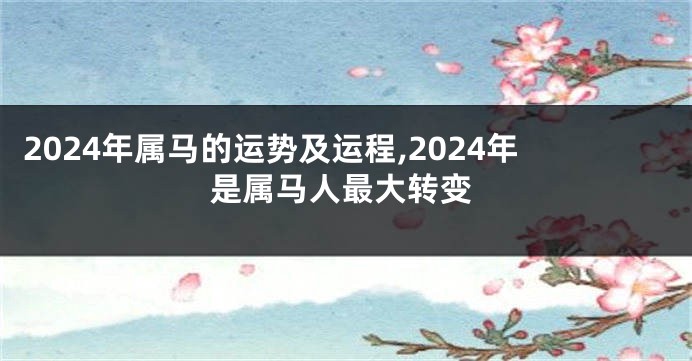 2024年属马的运势及运程,2024年是属马人最大转变