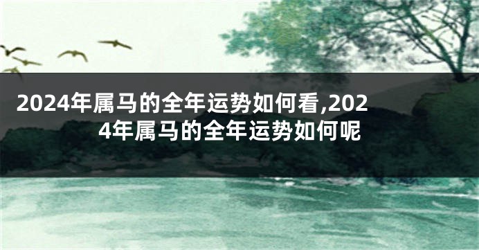 2024年属马的全年运势如何看,2024年属马的全年运势如何呢