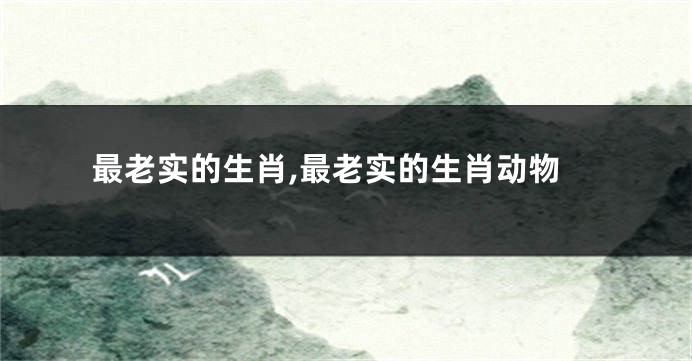 最老实的生肖,最老实的生肖动物