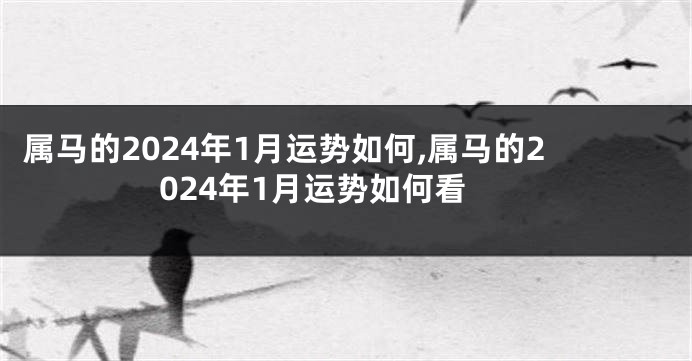 属马的2024年1月运势如何,属马的2024年1月运势如何看