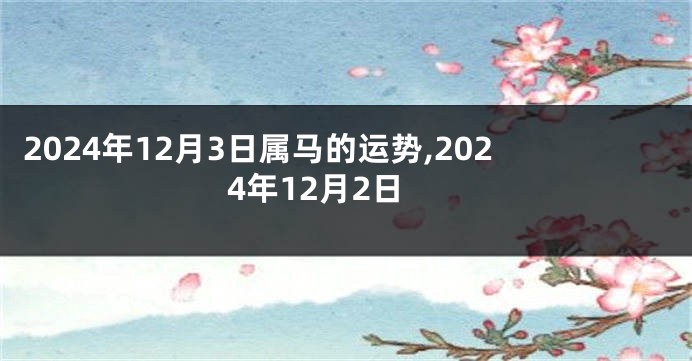 2024年12月3日属马的运势,2024年12月2日