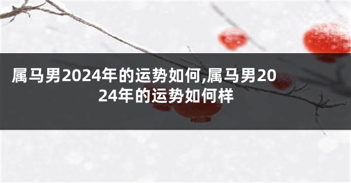 属马男2024年的运势如何,属马男2024年的运势如何样
