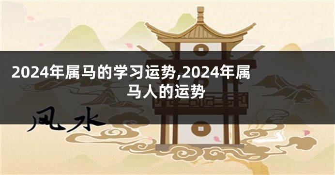 2024年属马的学习运势,2024年属马人的运势