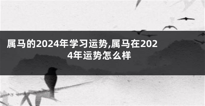 属马的2024年学习运势,属马在2024年运势怎么样