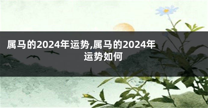 属马的2024年运势,属马的2024年运势如何