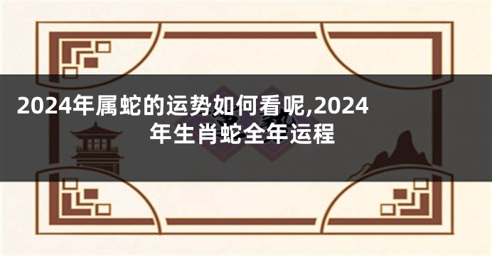 2024年属蛇的运势如何看呢,2024年生肖蛇全年运程