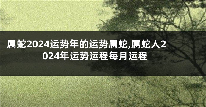 属蛇2024运势年的运势属蛇,属蛇人2024年运势运程每月运程