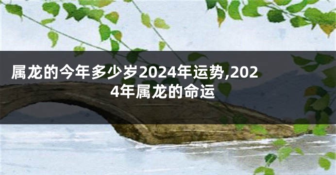 属龙的今年多少岁2024年运势,2024年属龙的命运