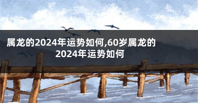 属龙的2024年运势如何,60岁属龙的2024年运势如何