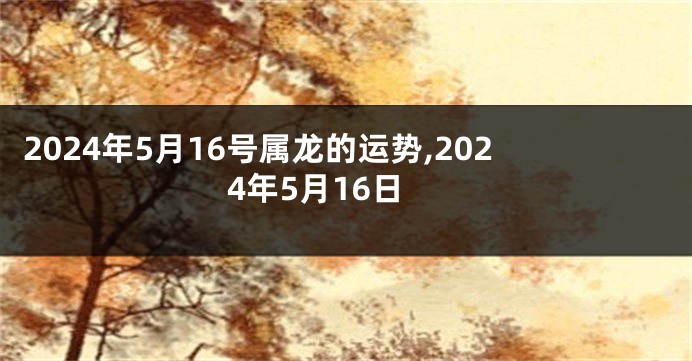 2024年5月16号属龙的运势,2024年5月16日