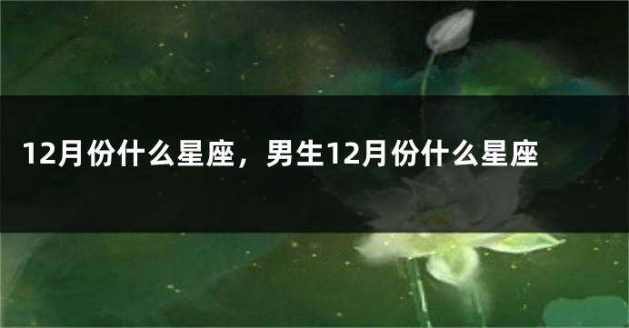 12月份什么星座，男生12月份什么星座
