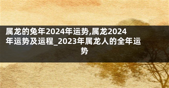 属龙的兔年2024年运势,属龙2024年运势及运程_2023年属龙人的全年运势
